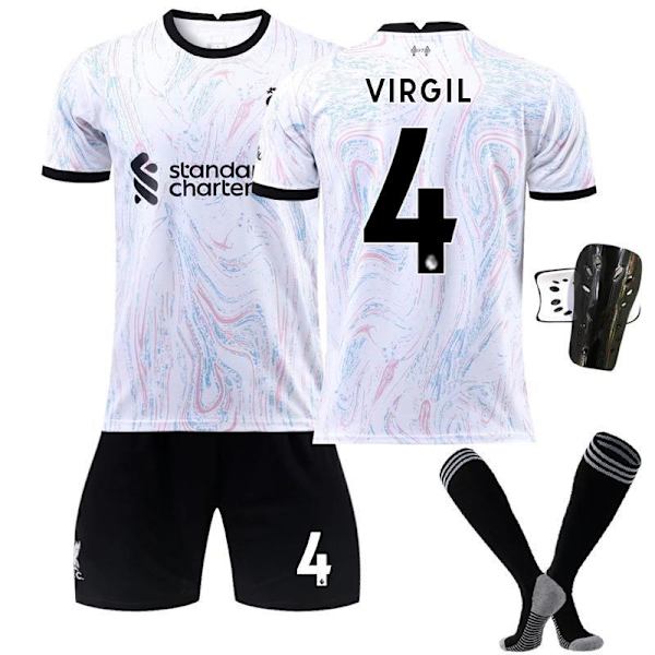 22-23 Liverpool vieras 11 Salah harmaa ja valkoinen jalkapalloasu puku nro 9 Firmino paita sukat No. 4 with socks + protective gear #24
