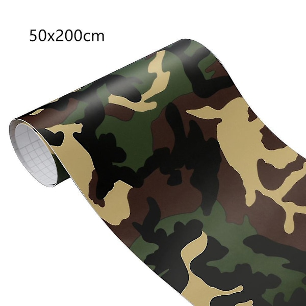 HK Camouflage Camo Vinyl Wrap Tarra Tarra Ilman Kuplia Auton Itseliimautuva Kalvo Koristelu 100cmx30cm Tyyppi 6 Sotilaskeltainen Military Yellow 50x200cm