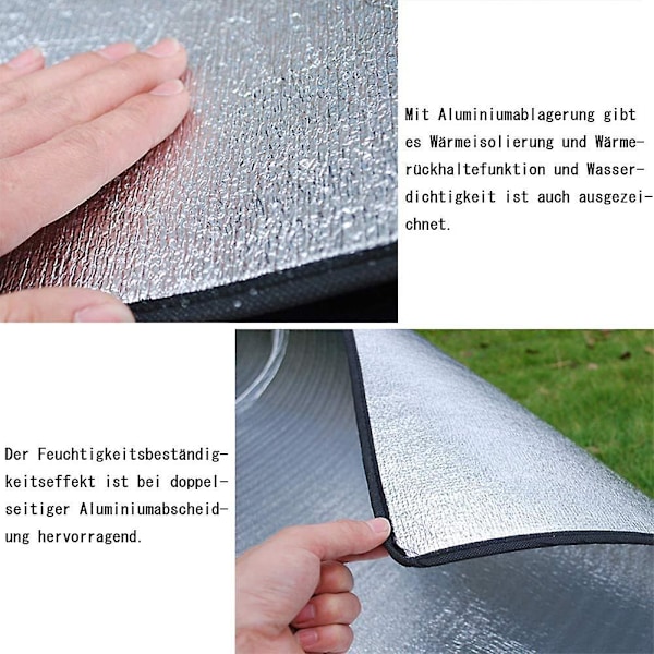 Isolerende matte av aluminium, skummatte, soveunderlag for camping, isolasjonsmatte, sammenleggbar teltmatte, gulvmatte, termisk 1.5MX2M