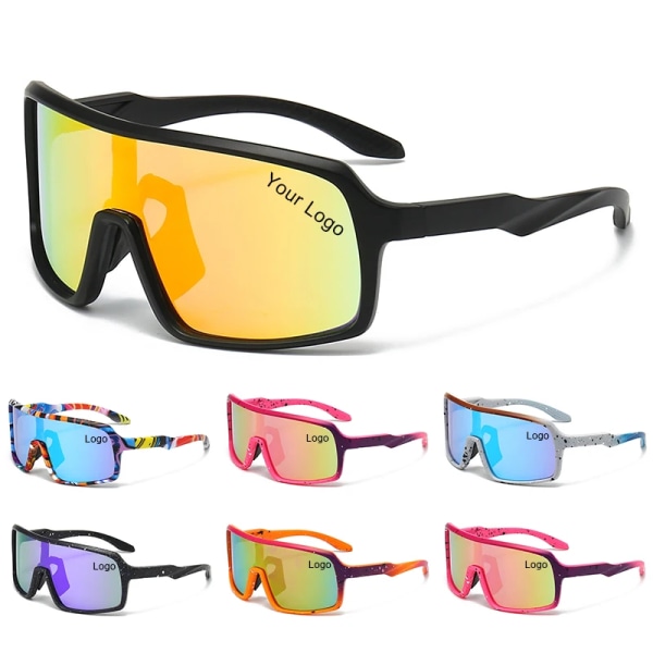 LBAshades 2366 Polariseret Solbriller Mænd Og Kvinder Udendørs Cykling Briller Trendy Farverige Spejl Sport Solbriller Tilpasset Logo Yellow red sports