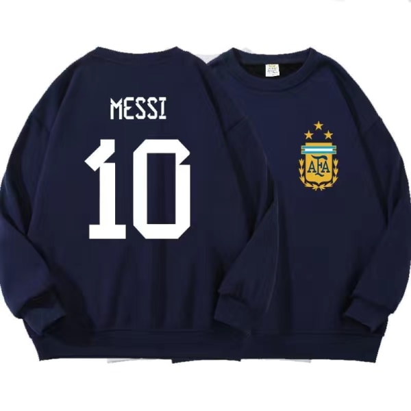 Messi Argentina plysj hættetrøje 2022 VM vindertrøje marineblå navy blue 2XL