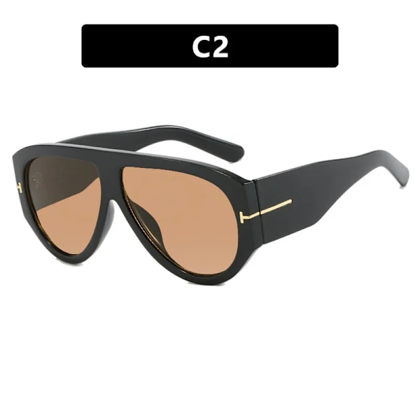 ADE WU KDD9577 Flad Top Pilot Solbriller Fashion Gradient Store Ramme Tudse Solbriller Bred Ben Overdimensioneret Solbriller Til Kvinder C2 pilot