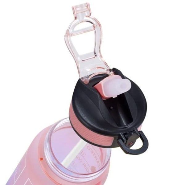 1 liters Vattenflaska med Sugrör & Tidmarkering 256