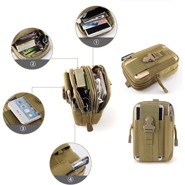 Kompakt verktygsbältesväska, militär armé EDC-väska midjeväska, för sport vandring camping black python