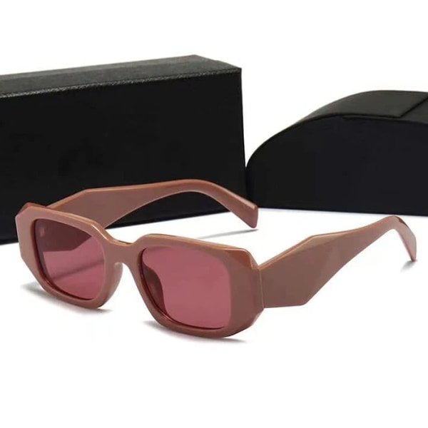 Topp 2024 nya lyxiga varumärkes pra dam designer solglasögon mode uv-skydd glasögon för män kvinna glas med förpackning Pink with logo
