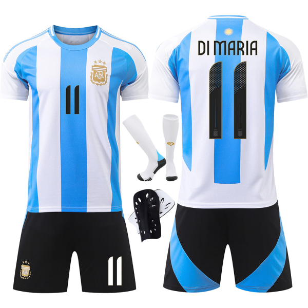 2024 Argentina fotbollströja nr 10 Messi Messi 11 Di Maria America's Cup tröja barn svart byxdress No size socks Size M