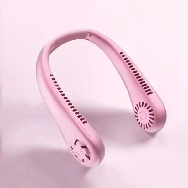 Sommer USB Genopladelig Bladløs Bærbar Halsventilator Håndfri Bærbar Sportsventilator Hængende Halskøleventilator Pink