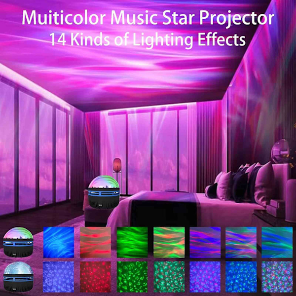 1 Northern Lights og Ocean Wave projektor, projektor med 14 lyseffekter, hurtig levering