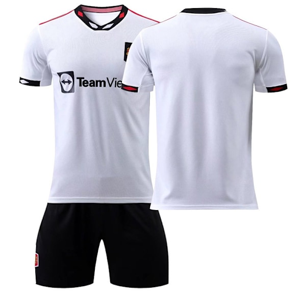 22-23 Red Devils udebanetrøje hvid nr. 7 Ronaldo fodbolduniform 25 Sancho 10 Rashford børnesæt med sokker Man L Away No Num, No Socks #22