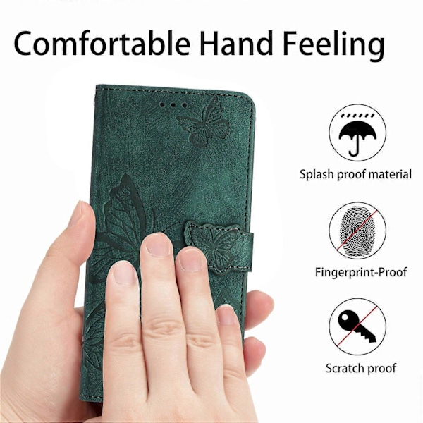 Ihokoskettava perhoskuvioinen PU-nahkakotelo telineellä ja lompakkotoiminnolla Motorola Moto G7 Powerille - Monivärinen Multicolor Style E