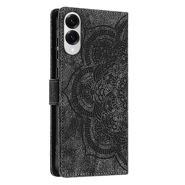 Frosted Læder Etui til Mandala Emed Retro Telefon Sort(FQ) For Samsung Galaxy S25 Edge 5G Black