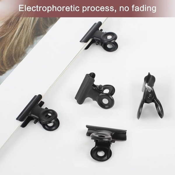 50 stk. hængslede metalclips stærke fjer sorte bulldog clips 22mm metalclips små papirclips til filer madposer foto