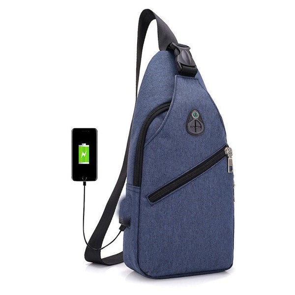 Sling Backpack, Multipurpose Crossbody Shoulder Bag Travel Hiking Daypack USB Interface Charging Backpack Blue