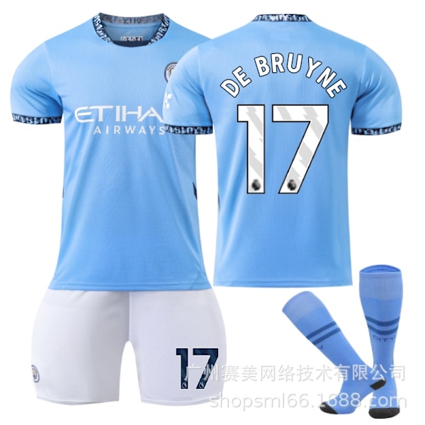 De Bruyne 17 Manchester City 24-25 Hjemmedrakt Nyeste Fotballdrakt for Voksne og Barn for den nye sesongen 7 Kids 28(150-155cm)