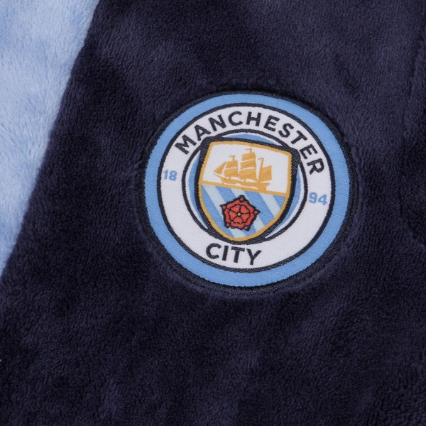 Manchester City Drenge Morgenkåbe Morgenkåbe Hætte Fleece Børn OFFICIAL Fodbold