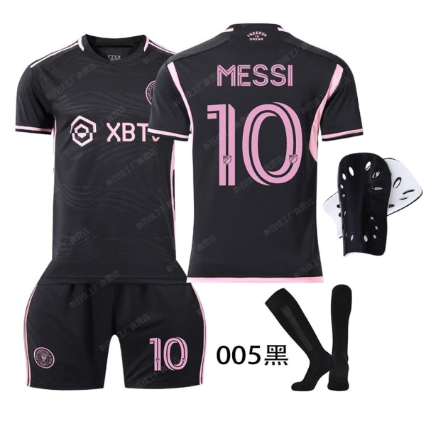 23-24 Miami Jersey No. 10 Messi Major League Soccer Jersey Koti Vieras Musta Vaaleanpunainen Puku Sukilla Size 10 with pure black L