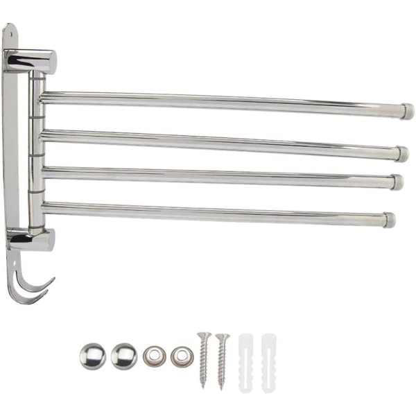 Stainless steel swivel towel rail 180° swivel towel rail with 4 arms Suitable for bathroom and kitchen