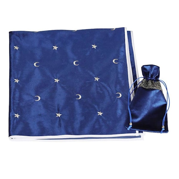 Altar Tarot Sammetsduk, Tarot Spådom Sammetsduk med Stjärnbroderi, Spelväska