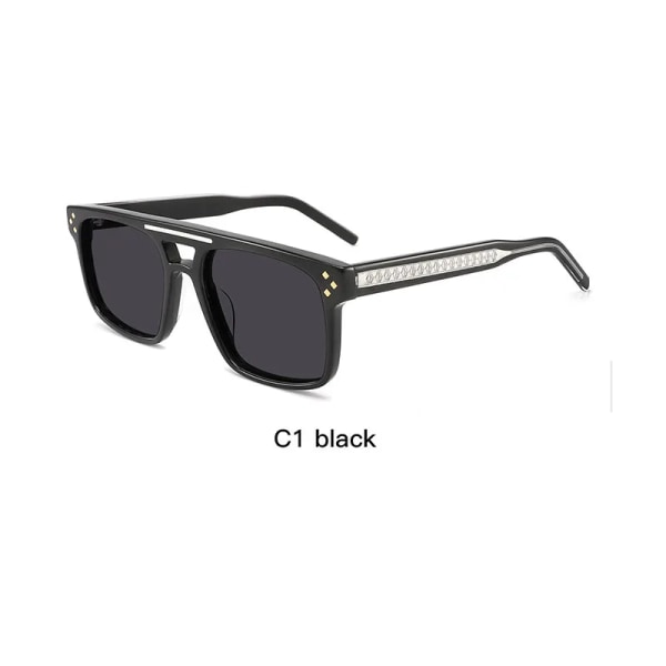 Italienske Vintage Tykkelse Acetat Retro Firkantede Fotochromiske Anti UV Polariseret Acetat Solbriller C3 Unisex