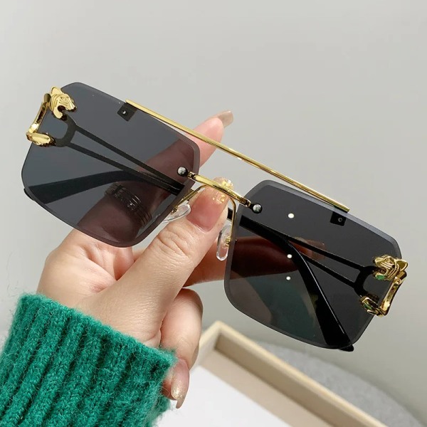 2024 Billige fashion luksus briller mænd designer Leopard Head Double Bridge Stilful Rimless Solbriller kvinder firkantede briller C3 fashion sunglasses