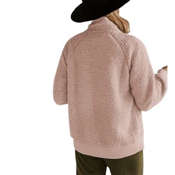 Damer Vinter Langærmet Jakke Frakke Lommer Varmt Fleece Black XL