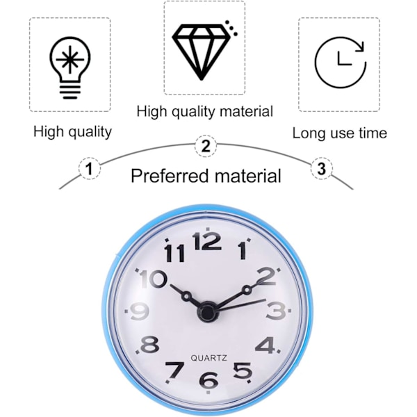 Vanntett veggklokke for innendørs og utendørs bruk, 1 stk batteridrevet kvalitetskvarts rund klokke for utendørs/basseng/terrasse/hjem - Blå