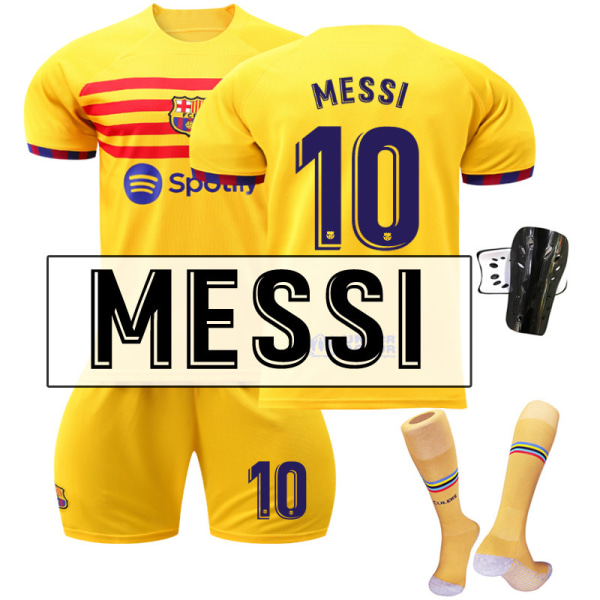 2022-23 Barcelona tredie ude gul nr. 9 Lewandowski 6 Gavi fodbolduniform Catalonien elementer trøje No. 10 Messi with socks +  gear #18