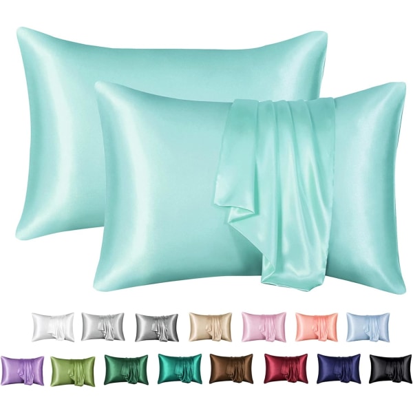 Silk Satin Pillowcase 2-pack (ilman täytettä) Turkoosi Turquoise 51X91cm