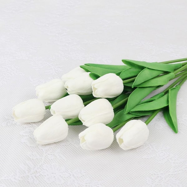 Konstgjorda blommor siden tulpaner VIT white