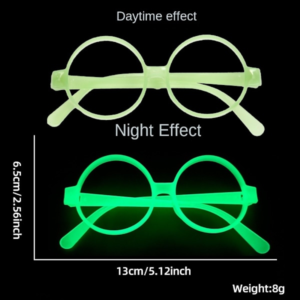 5 stk. lysende briller Glow briller LYSEGRØNN RUND lysegrønn light green round-round