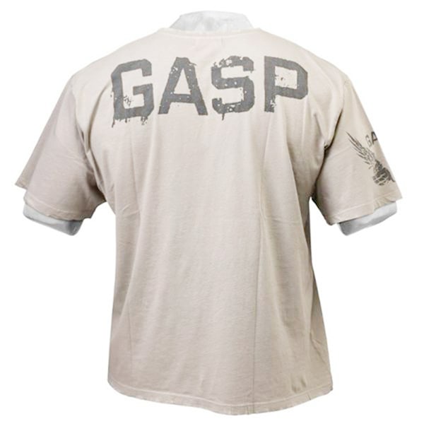 GASP Herre T-shirt Print Sommer Casual Kortærmet Tee Gym Sport Fitness Top Khaki Khaki M