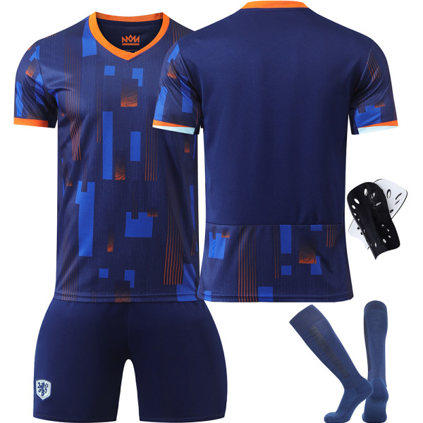 EM 2024 Nederländerna fotbollströja nr 4 Van Dijk 10 Depay 11 Robben 21 De Jong tröja set No size socks + protective gear #S