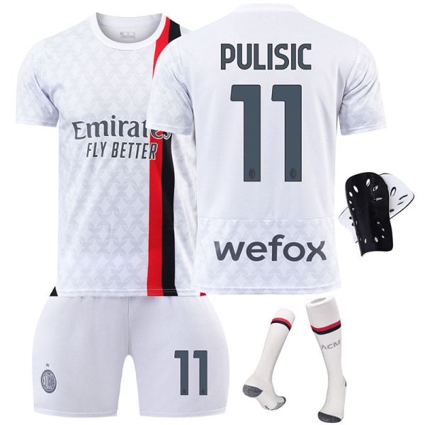 23-24 Ny sæson AC Away Jersey Sæt nr. 9 Giroud 10 Leo 11 Pulisic 19 Theo Fodboldtrøje No. 9 protective gear with socks XS