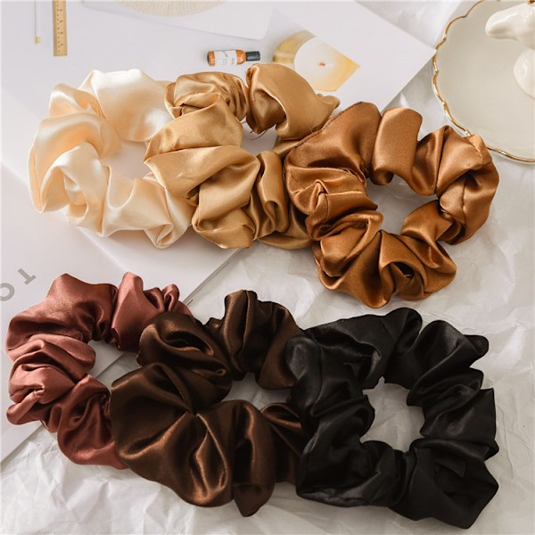 (6 st) Hårband Silke Scrunchies Satin för Kvinnor, Hårband Mjuka