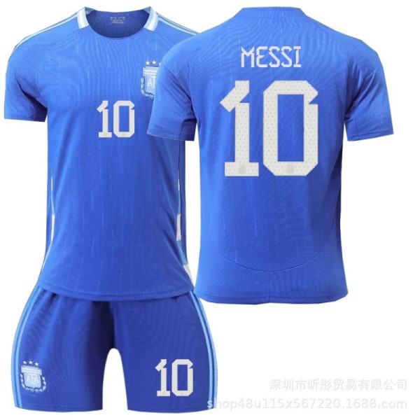 Ny 24-25 Argentina borta nr 10 Messi landslagströja barn fotbollströja set No. 10 Size 28 is suitable for heights
