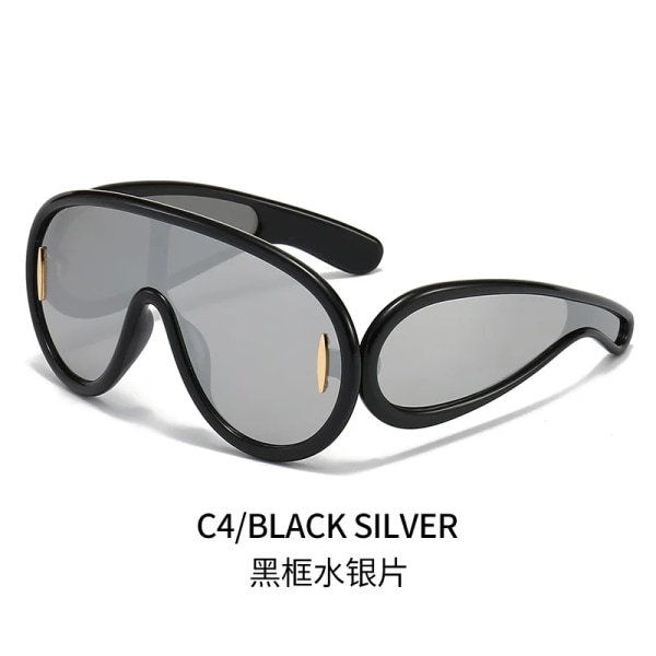 2024 Solglasögon Mode UV400 PC Bred Spegel Ben Personlig Lyx Unisex Topp En Del Överdimensionerad Ram Mode Lyx C4 FASHION