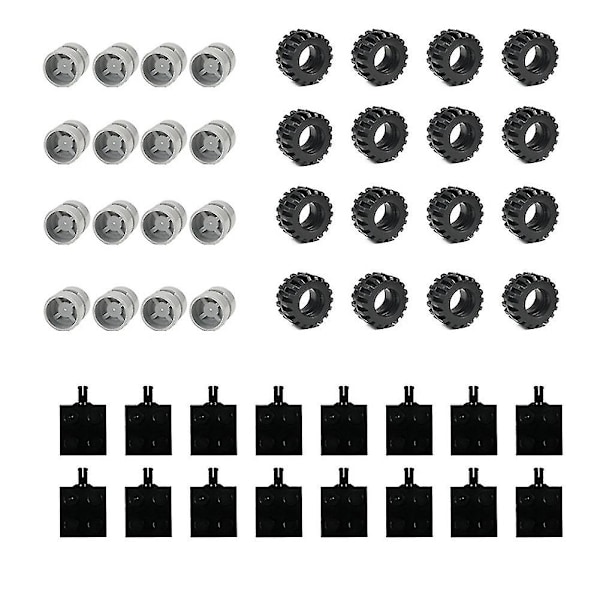 48 kpl Mini-pyörien akseleiden pakkauspalikat Auton tarvikkeet Renkaat Navat Klassinen rakennuspalikat Lapsille DIY-lelut Rakennuspalikat-A