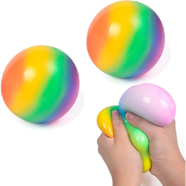 Regnbue Stressball 2-pakning - Anti-stress Sensoriske Baller, Ikke-giftig