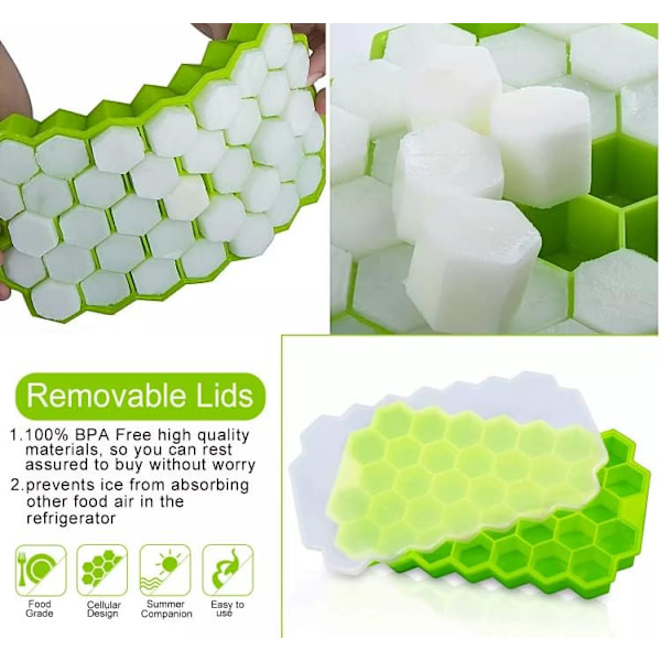 Isterningbakke med låg, bløde silikone isterningforme, diamantformede isterninger til drinks og desserter, nemme at fjerne (grøn, 2 pakker) Grøn, 2 pakker Green, 2 Packs Green, 1 Pack