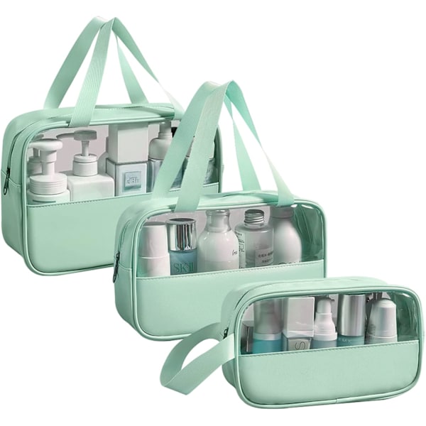 3-piece transparent toilet bag, waterproof PVC toilet bag fo