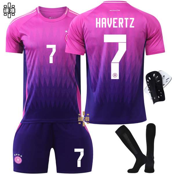2024 Tyskland udebane nr. 13 Muller EM-trøje 7 Havertz 8 Kroos fodbolduniform børnesæt til drenge Size 6 with socks + protective gear XS