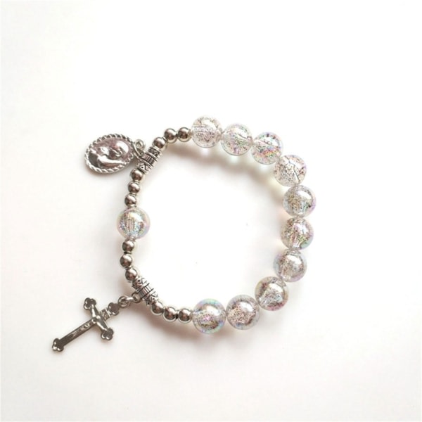 Katolska kors halsband Rosenkrans armband kristen gåva för kvinnor