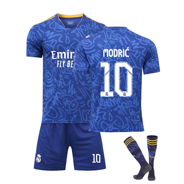 21-22 Real Madrid hjemmebanetrøje nr. 7 Ronaldo Madrid udebanetrøje Mbappe nr. 7 fodbolduniform holduniform træningsuniform nr. 9 21-22 Modric No. 10 (away) 18 yards
