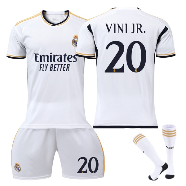 Real Madrid fotbollströja 2023-24 nr 7 Vinicius 5 Bellingham 11 Rodrigo 10 Modric Size 20 socks 18 yards