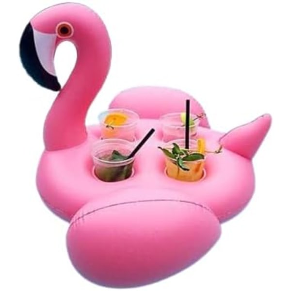 Oppblåsbar flytende drikkeholder, Flamingo Coaster Cup Holder med 4 hull