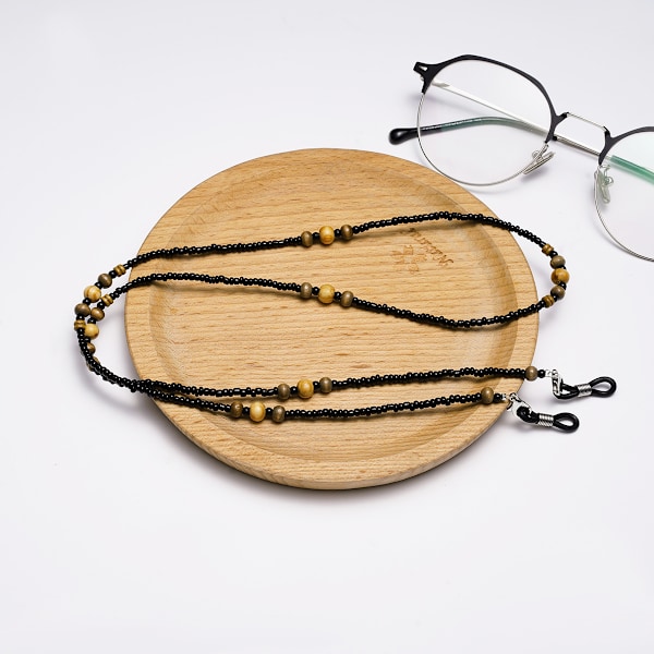 2 st träpärlor glasögonband Vintage glasögonkedja Anti-glid solglasögonhållare