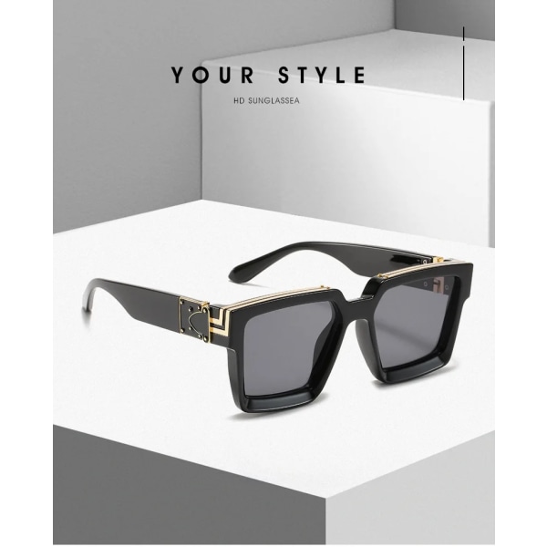 HW 86229 Luksus Mærke Designer Shades Punk Rock Stil Tilpasset Overdimensioneret Tyk Stor Ramme Solbriller Millionær Solbriller Mænd C10 86229 Sunglasses