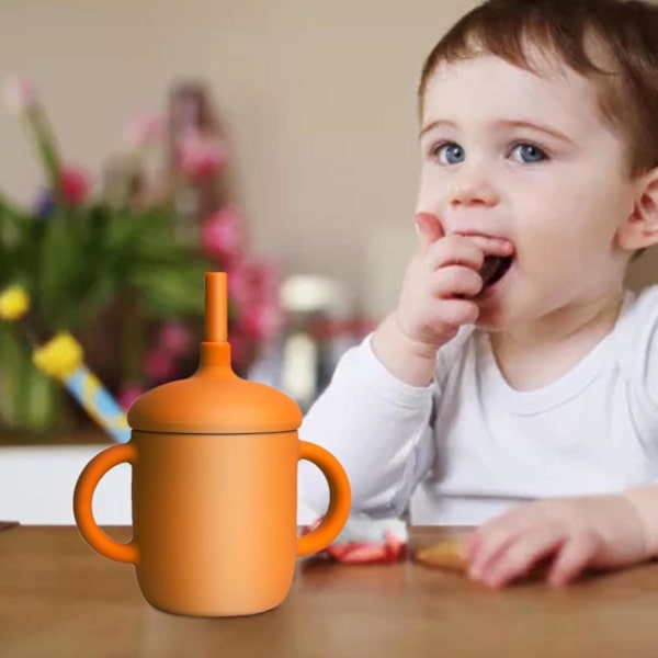 Silikoninen Olki-Muki Vauvalle - Taaperon Sippy-Muki Kahdella Kahvalla Flesh pink