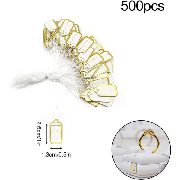 500 stk. Papiretiketter, prisetiketter Merke-etiketter med Mini-streng
