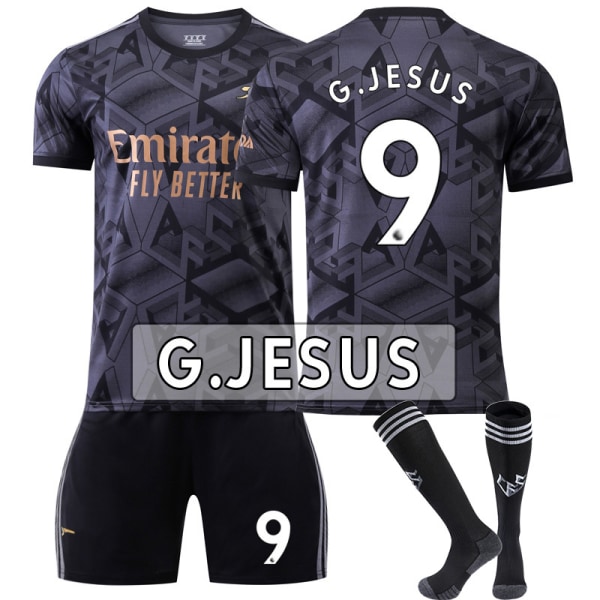 22-23 Arsenal vieras musta nro 7 Saka 9 Lacazette 19 Pepe 14 Aubameyang jalkapalloasu setti No. 9 Jesus with socks XXXL